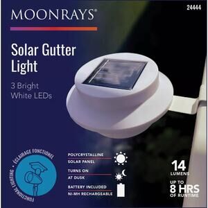 Solar Eave Trough LED Light 24444 Gutter 14 Lumens Bright White NEW